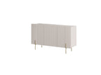 Mathilde - Buffet 3 Portes Plateau Effet Marbre - Pieds Or