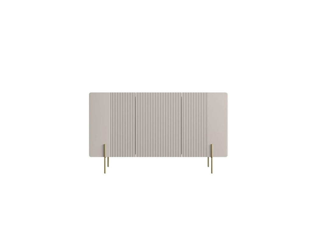 Mathilde - Buffet 3 Portes Plateau Effet Marbre - Pieds Or