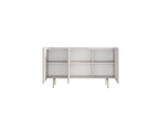 Mathilde - Buffet 3 Portes Plateau Effet Marbre - Pieds Or