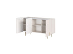 Mathilde - Buffet 3 Portes Plateau Effet Marbre - Pieds Or