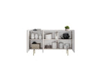 Mathilde - Buffet 3 Portes Plateau Effet Marbre - Pieds Or