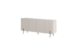 Mathilde - Buffet 4 Portes Plateau Effet Marbre - Pieds Noirs
