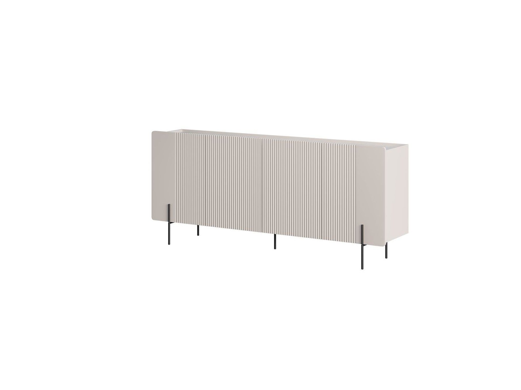 Mathilde - Buffet 4 Portes Plateau Effet Marbre - Pieds Noirs
