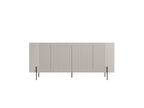 Mathilde - Buffet 4 Portes Plateau Effet Marbre - Pieds Noirs