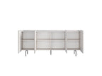 Mathilde - Buffet 4 Portes Plateau Effet Marbre - Pieds Noirs