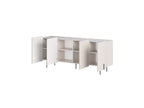 Mathilde - Buffet 4 Portes Plateau Effet Marbre - Pieds Noirs