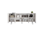 Mathilde - Buffet 4 Portes Plateau Effet Marbre - Pieds Noirs
