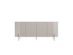 Mathilde - Buffet 4 Portes Plateau Effet Marbre - Pieds Or