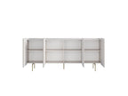 Mathilde - Buffet 4 Portes Plateau Effet Marbre - Pieds Or