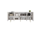 Mathilde - Buffet 4 Portes Plateau Effet Marbre - Pieds Or