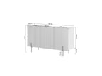 Mathilde - Buffet 3 Portes Plateau Effet Marbre - Pieds Noirs