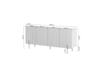 Mathilde - Buffet 4 Portes Plateau Effet Marbre - Pieds Noirs