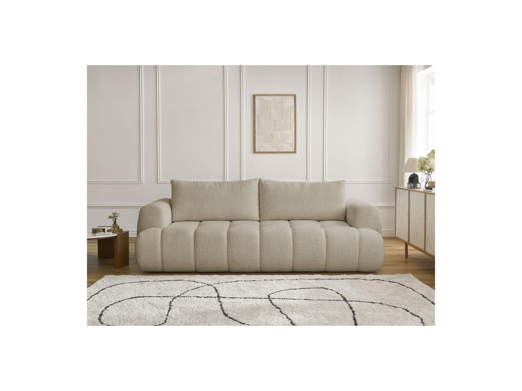 Fuji - Canapé Droit Convertible 3 Places - Tissu Bouclette