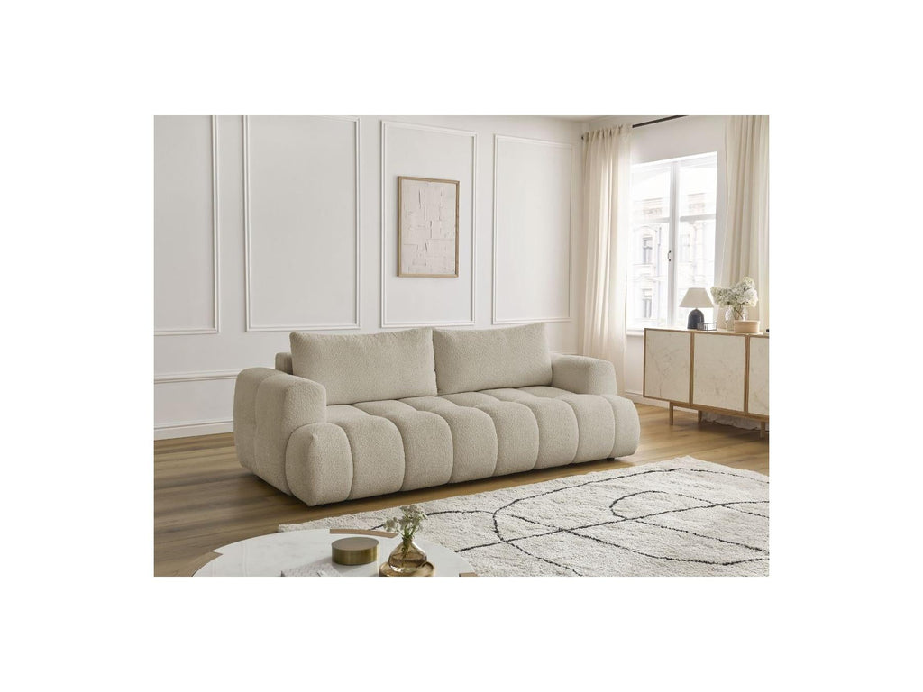 Fuji - Canapé Droit Convertible 3 Places - Tissu Bouclette
