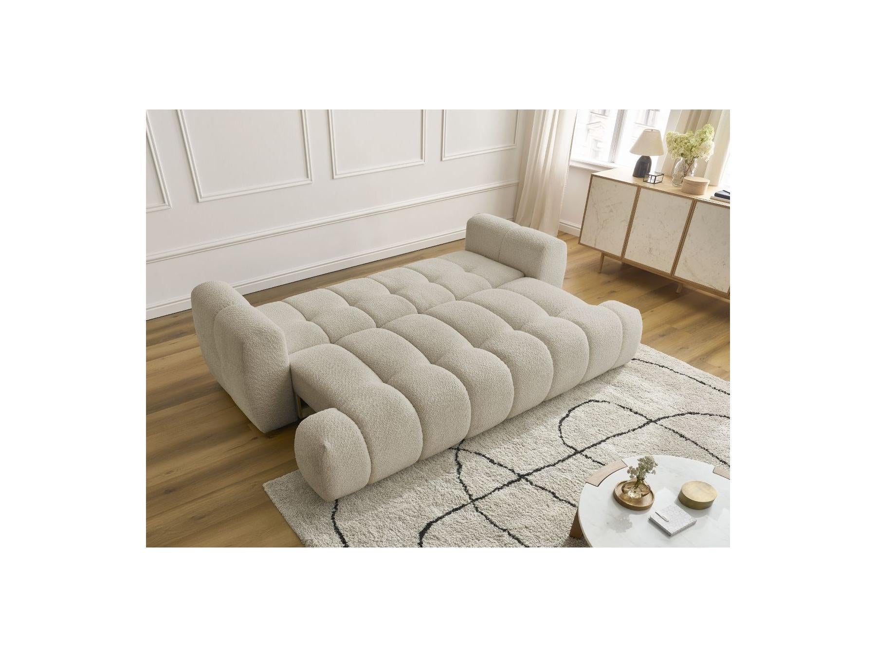 Fuji - Canapé Droit Convertible 3 Places - Tissu Bouclette