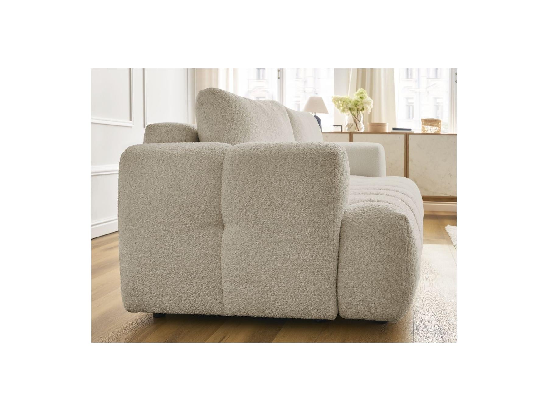 Fuji - Canapé Droit Convertible 3 Places - Tissu Bouclette