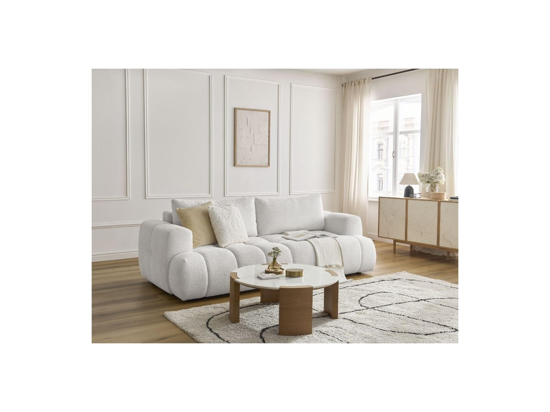 Fuji - Canapé Droit Convertible 3 Places - Tissu Bouclette