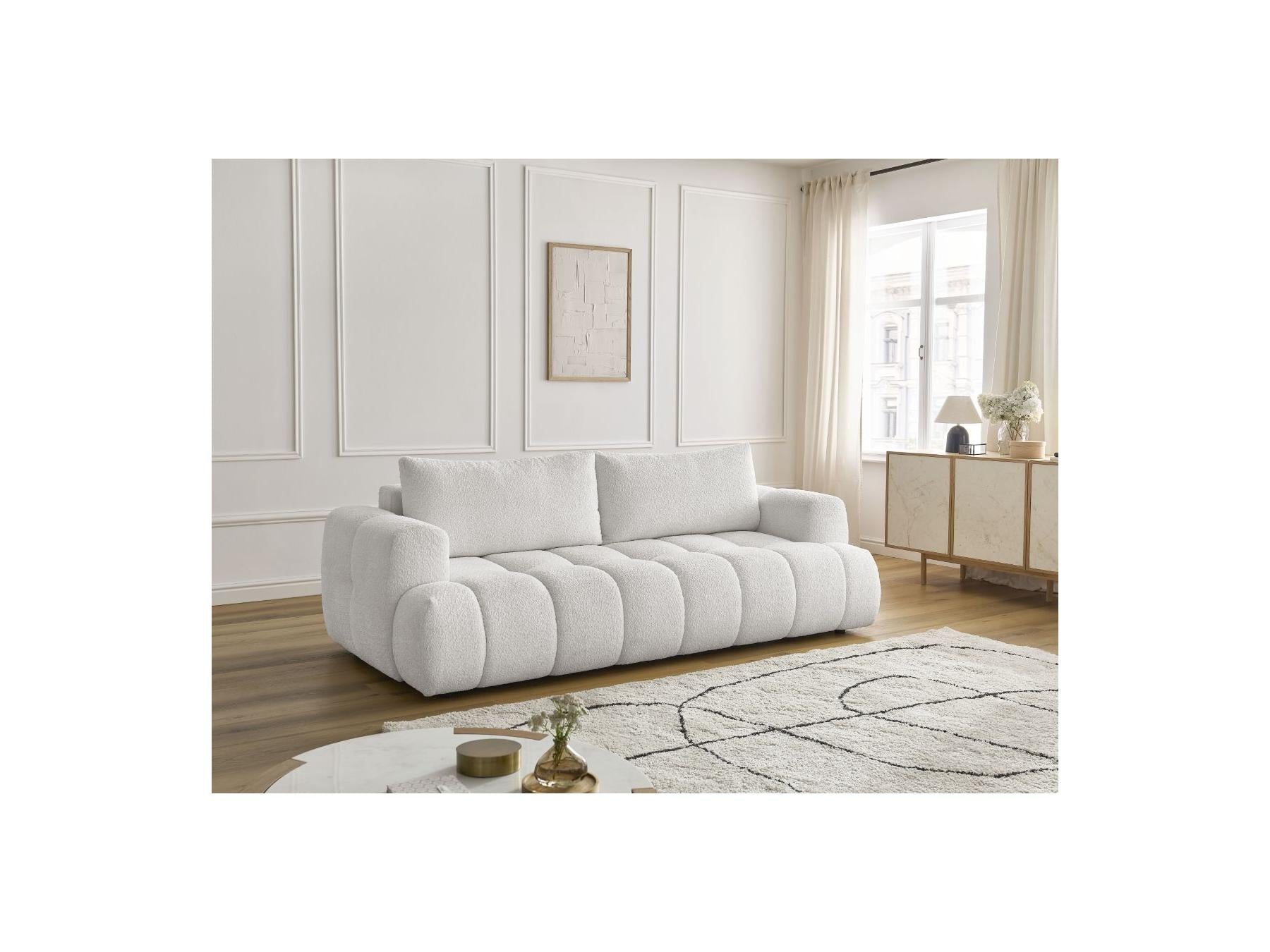 Fuji - Canapé Droit Convertible 3 Places - Tissu Bouclette