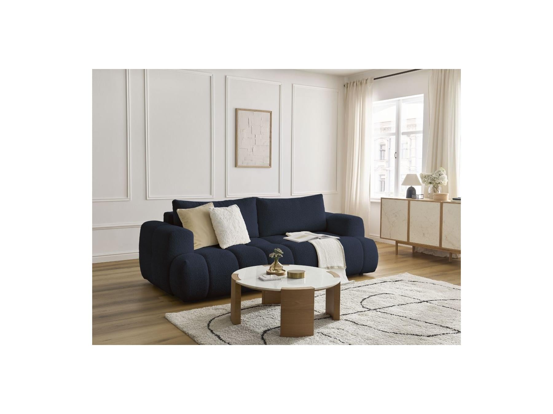 Fuji - Canapé Droit Convertible 3 Places - Tissu Bouclette