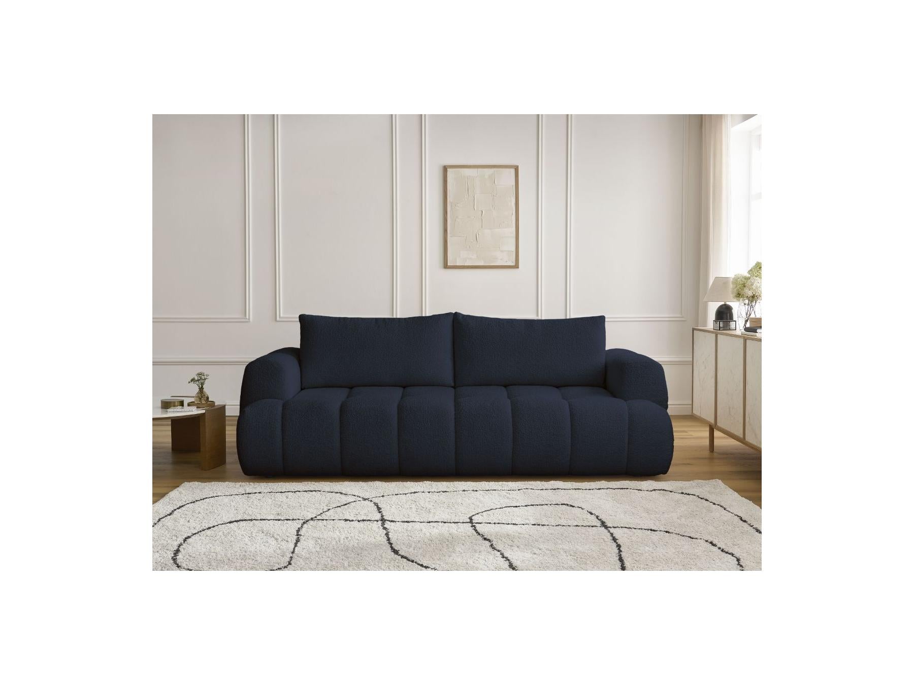 Fuji - Canapé Droit Convertible 3 Places - Tissu Bouclette