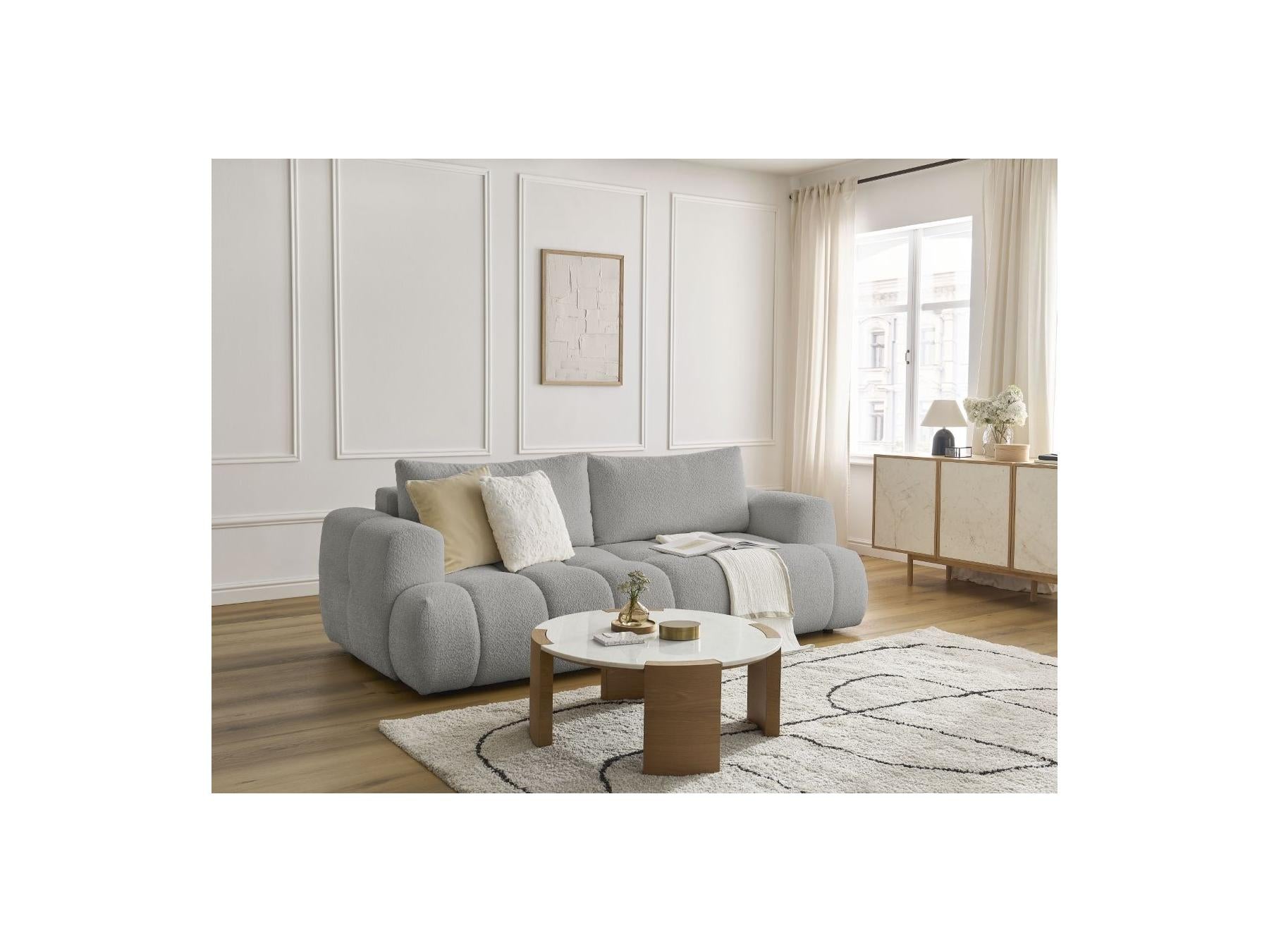 Fuji - Canapé Droit Convertible 3 Places - Tissu Bouclette