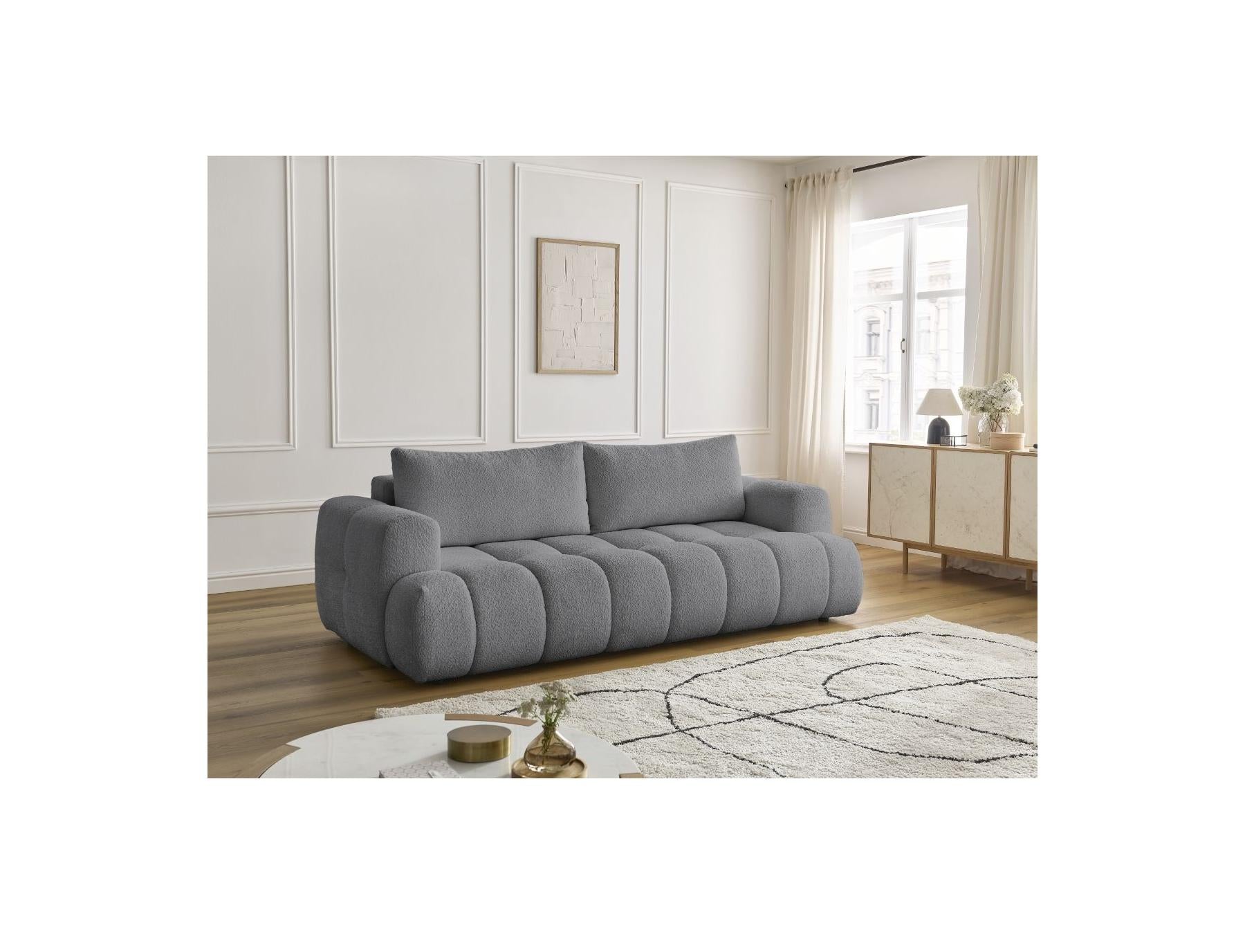 Fuji - Canapé Droit Convertible 3 Places - Tissu Bouclette