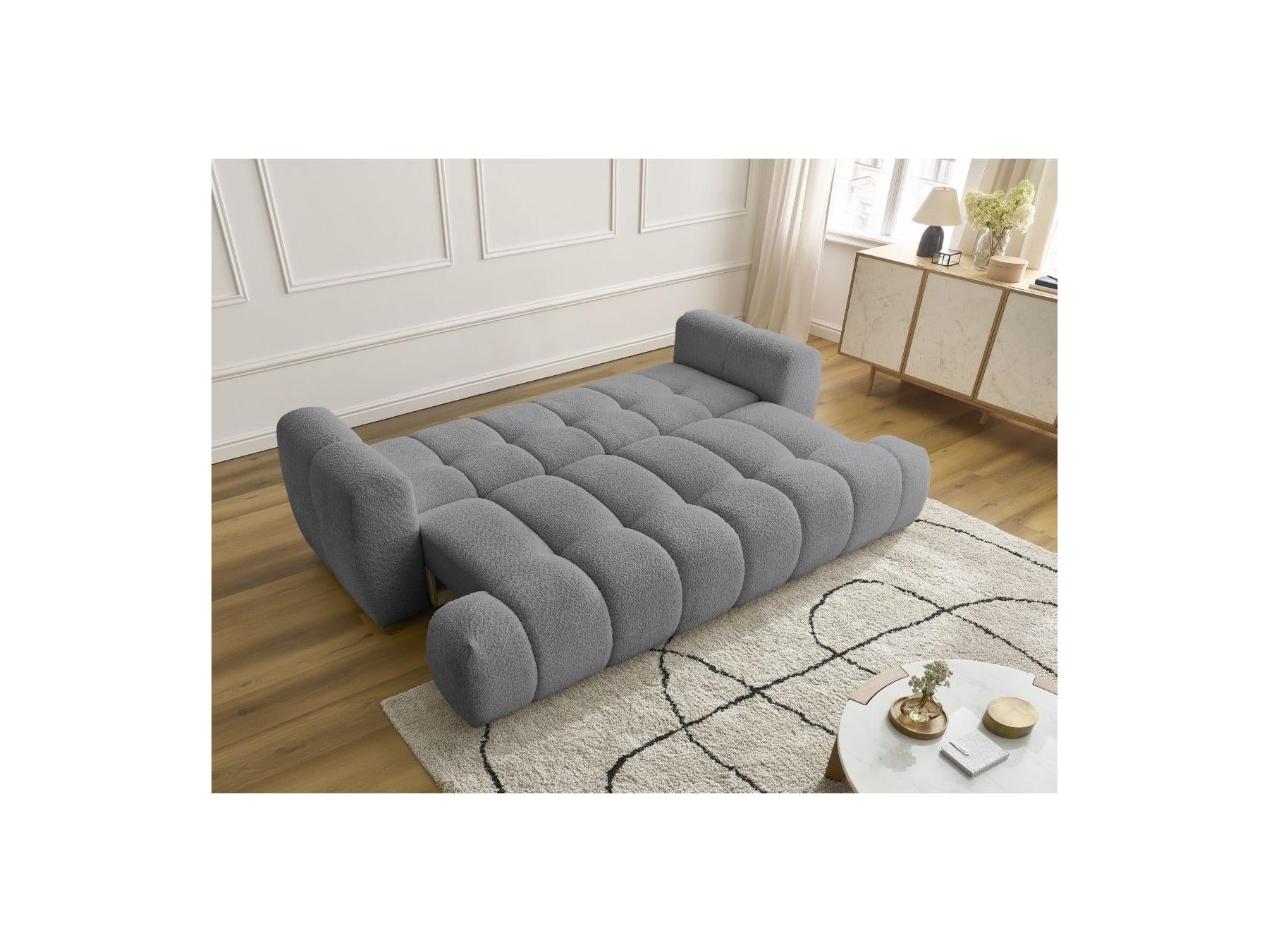 Fuji - Canapé Droit Convertible 3 Places - Tissu Bouclette