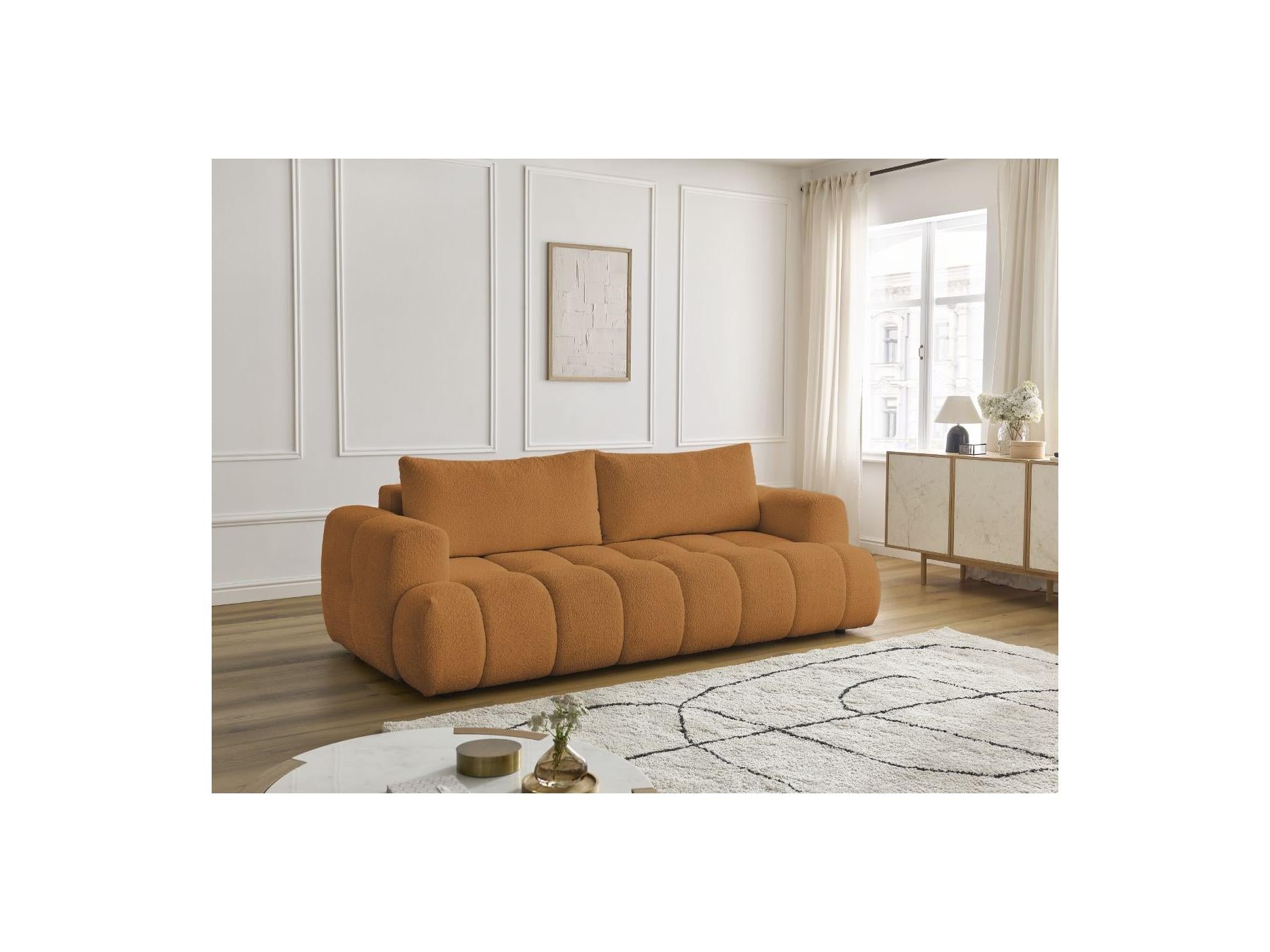 Fuji - Canapé Droit Convertible 3 Places - Tissu Bouclette