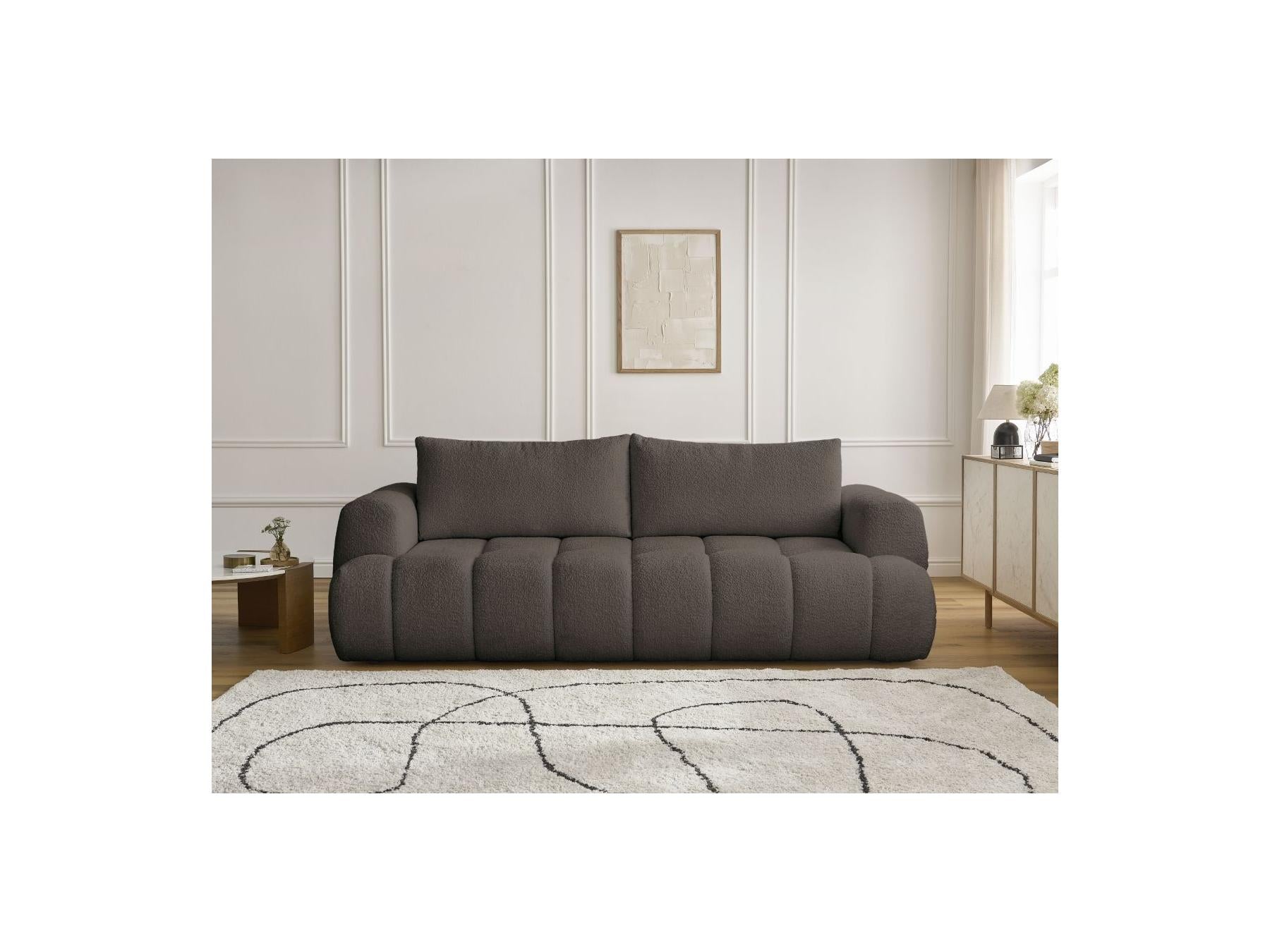 Fuji - Canapé Droit Convertible 3 Places - Tissu Bouclette