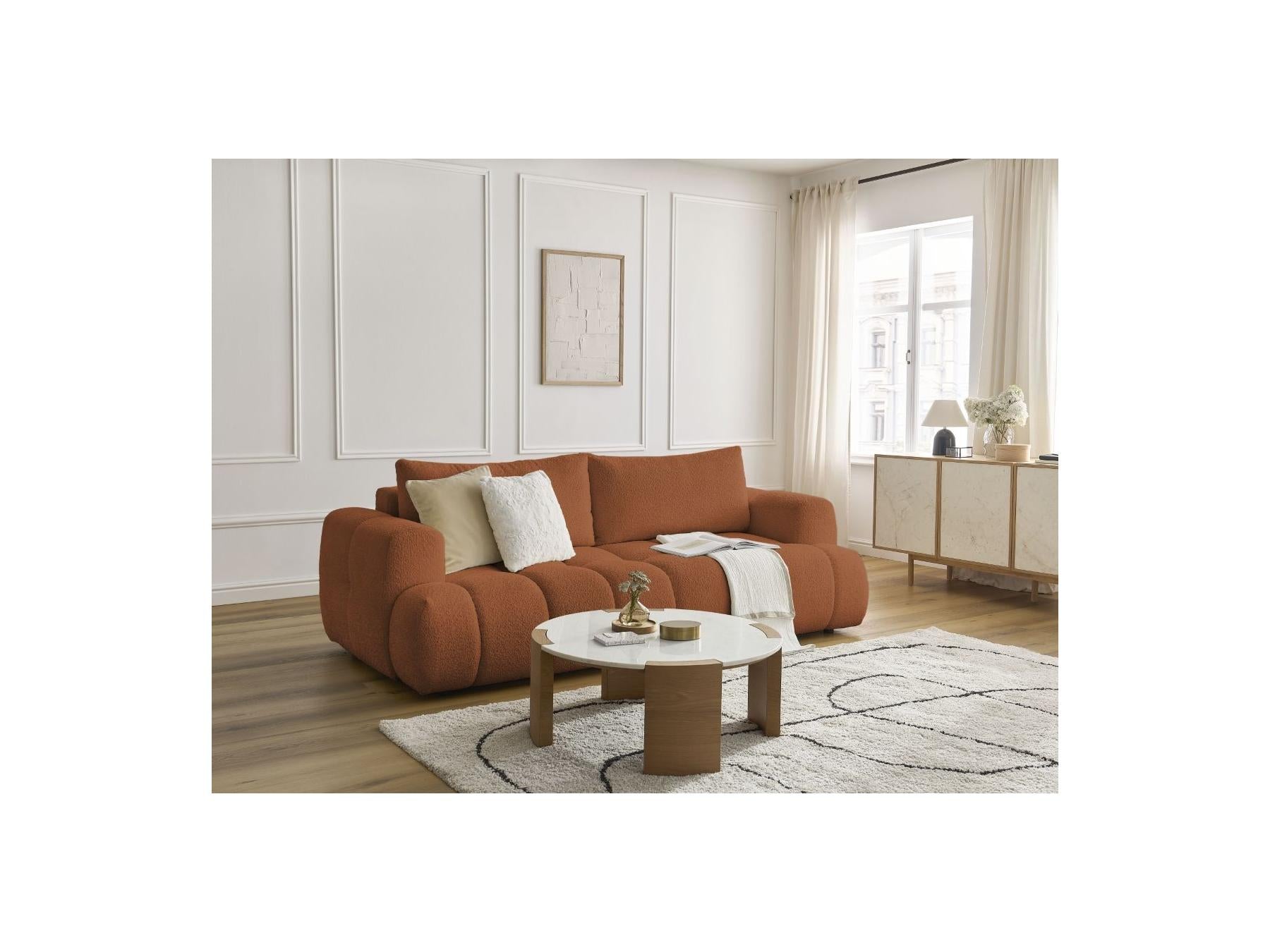 Fuji - Canapé Droit Convertible 3 Places - Tissu Bouclette