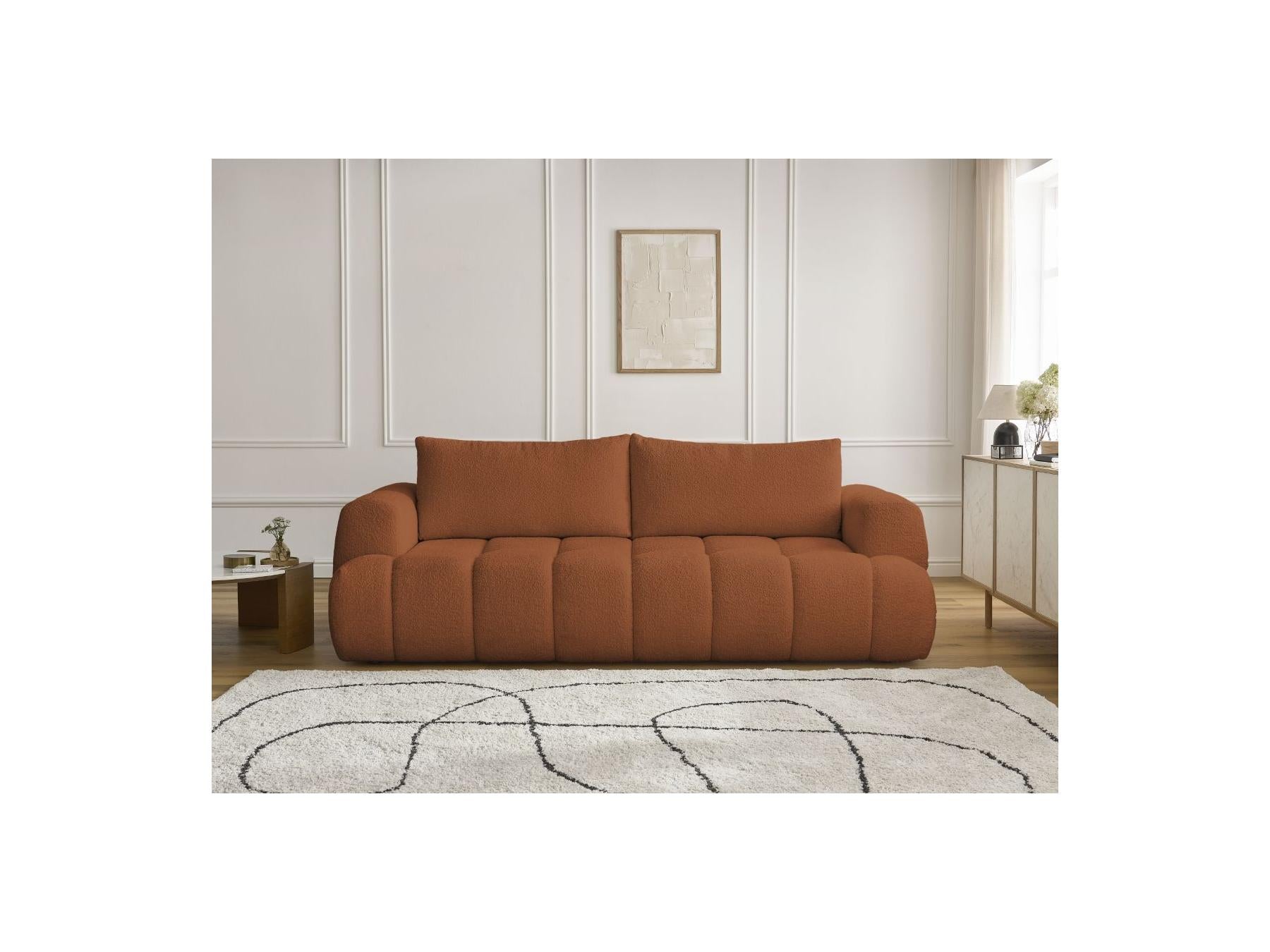 Fuji - Canapé Droit Convertible 3 Places - Tissu Bouclette