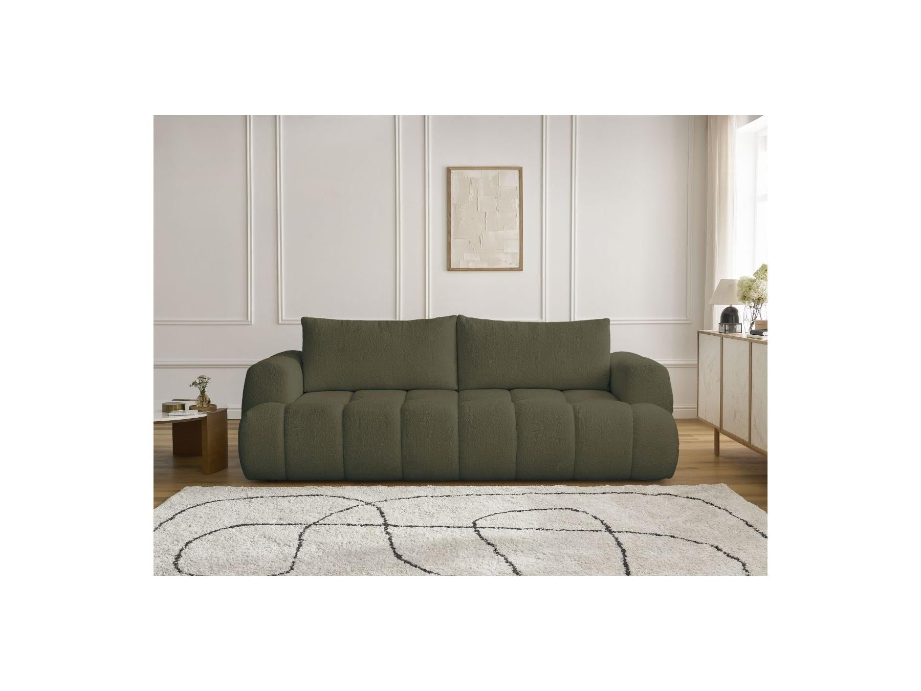 Fuji - Canapé Droit Convertible 3 Places - Tissu Bouclette