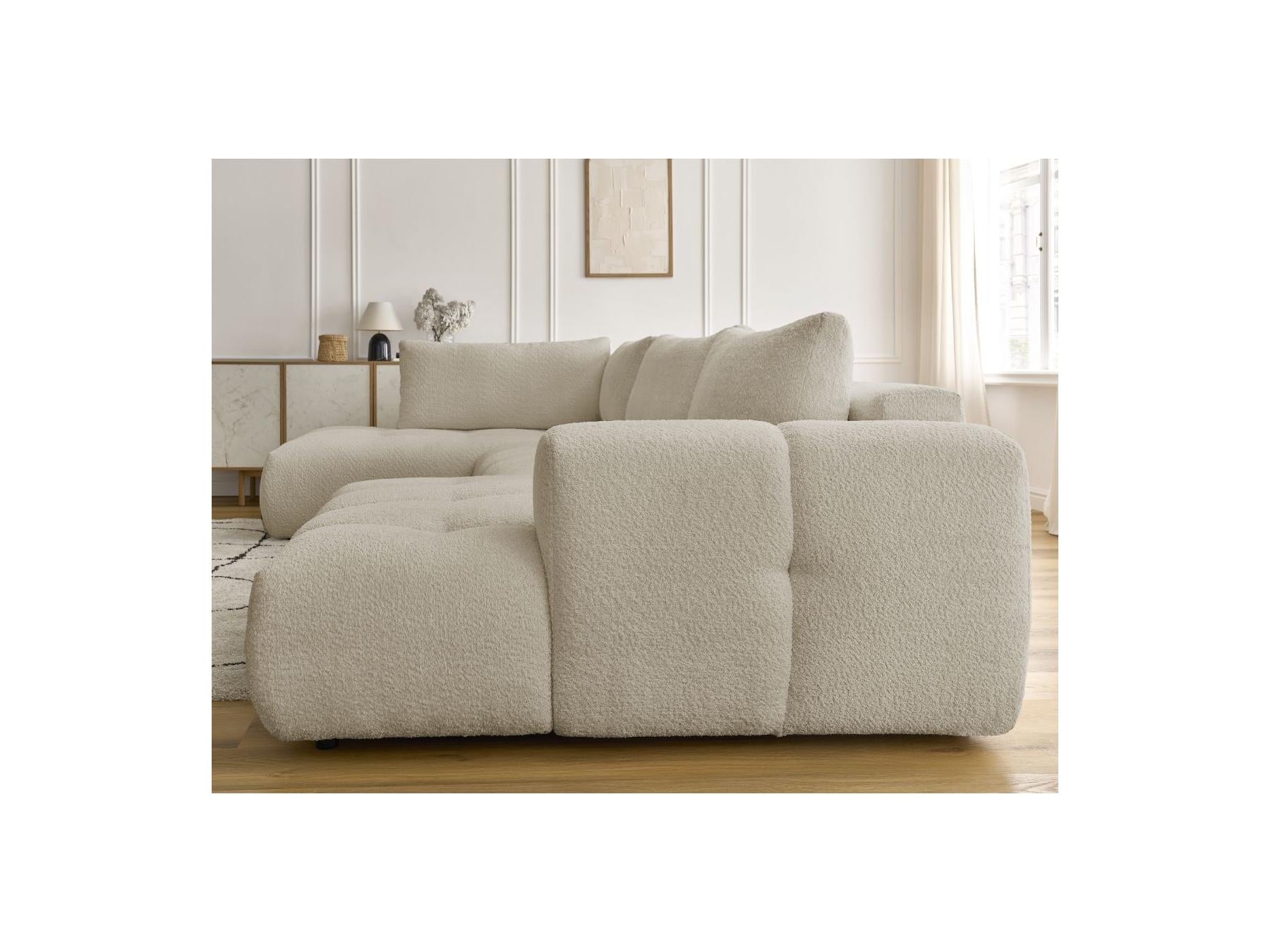 Fuji - Canapé Panoramique Convertible - Tissu Bouclette - Angle Droit