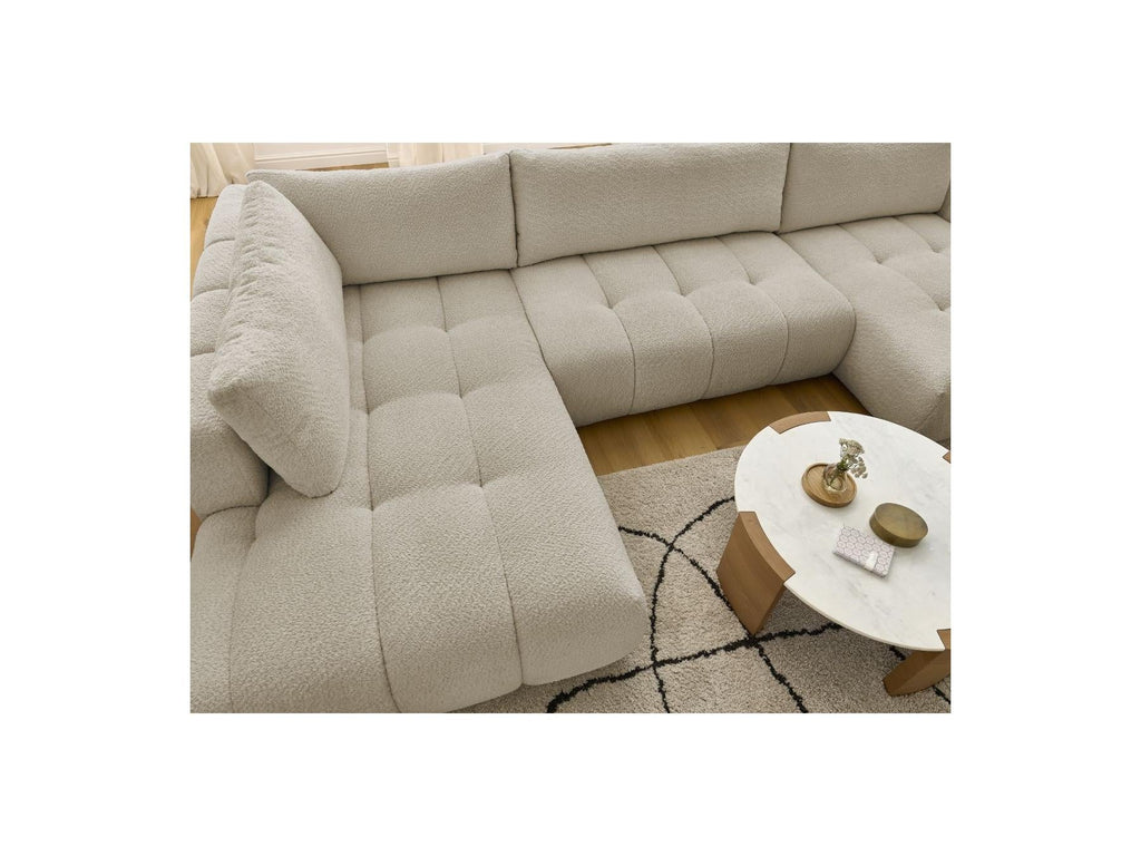 Fuji - Canapé Panoramique Convertible - Tissu Bouclette - Angle Droit