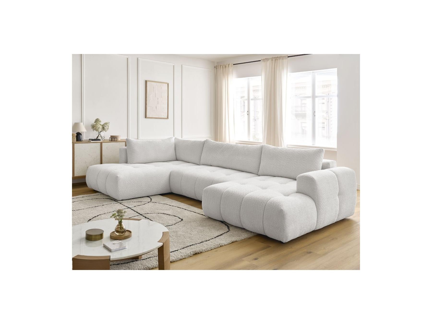 Fuji - Canapé Panoramique Convertible - Tissu Bouclette - Angle Droit