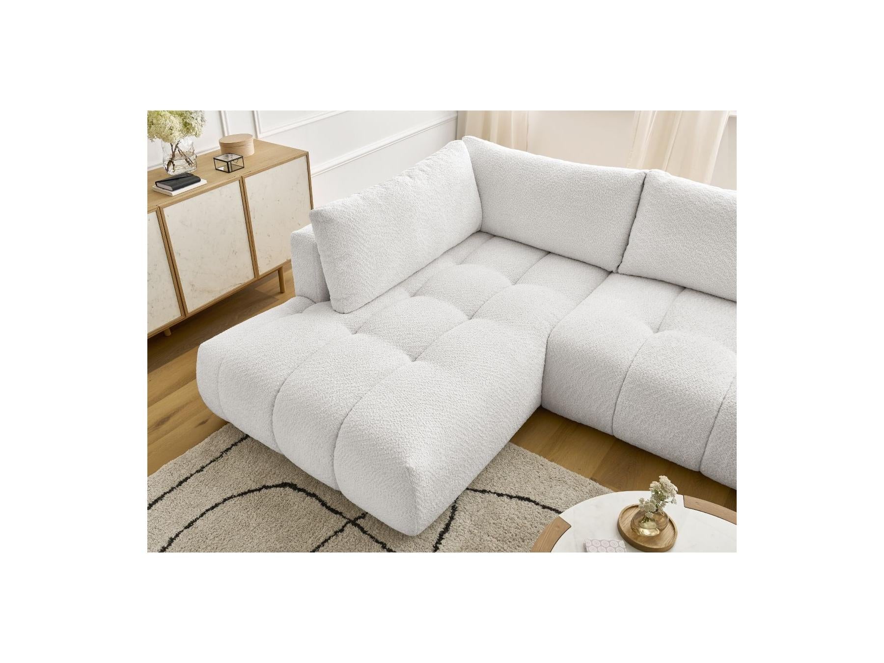 Fuji - Canapé Panoramique Convertible - Tissu Bouclette - Angle Droit