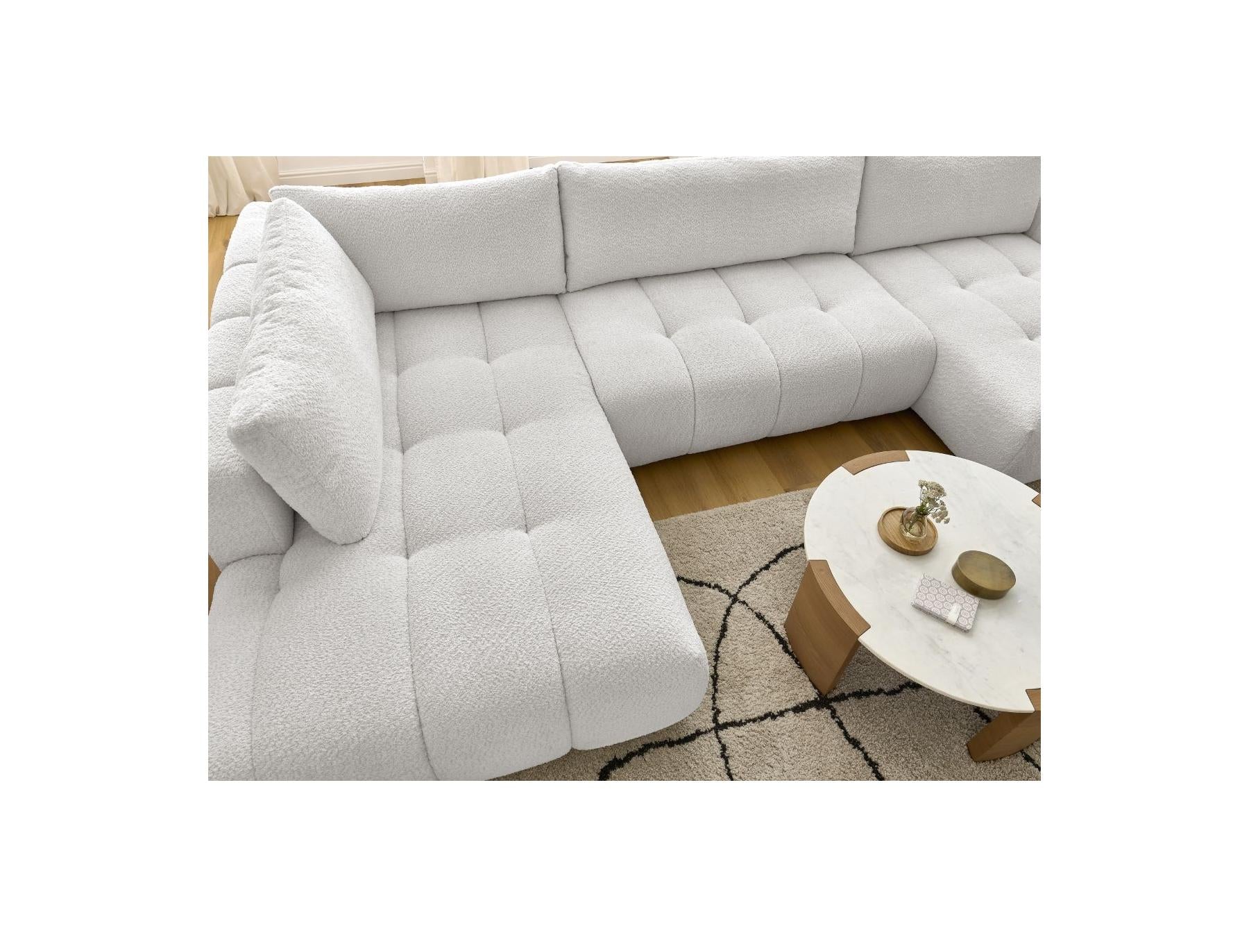 Fuji - Canapé Panoramique Convertible - Tissu Bouclette - Angle Droit