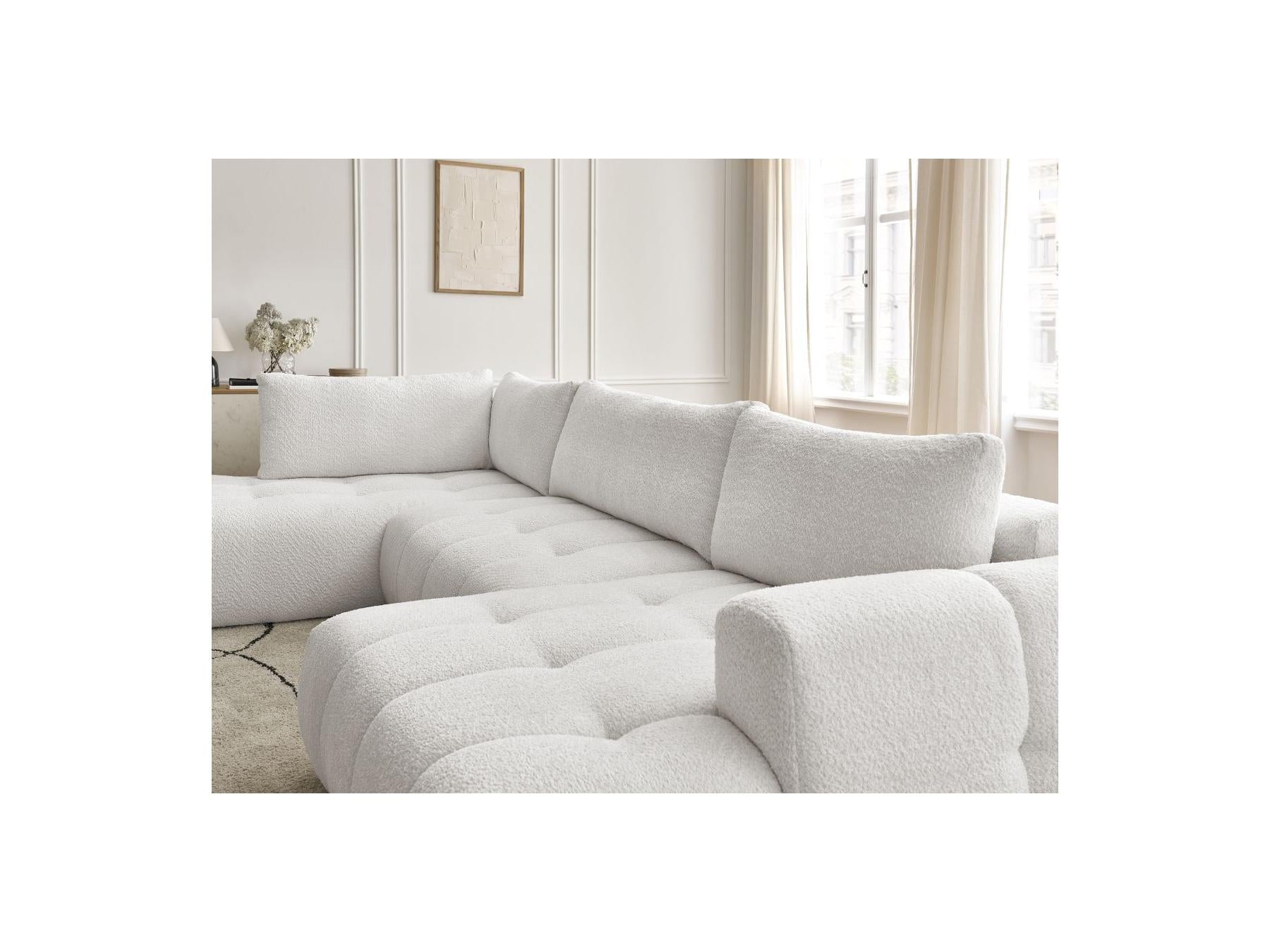 Fuji - Canapé Panoramique Convertible - Tissu Bouclette - Angle Droit