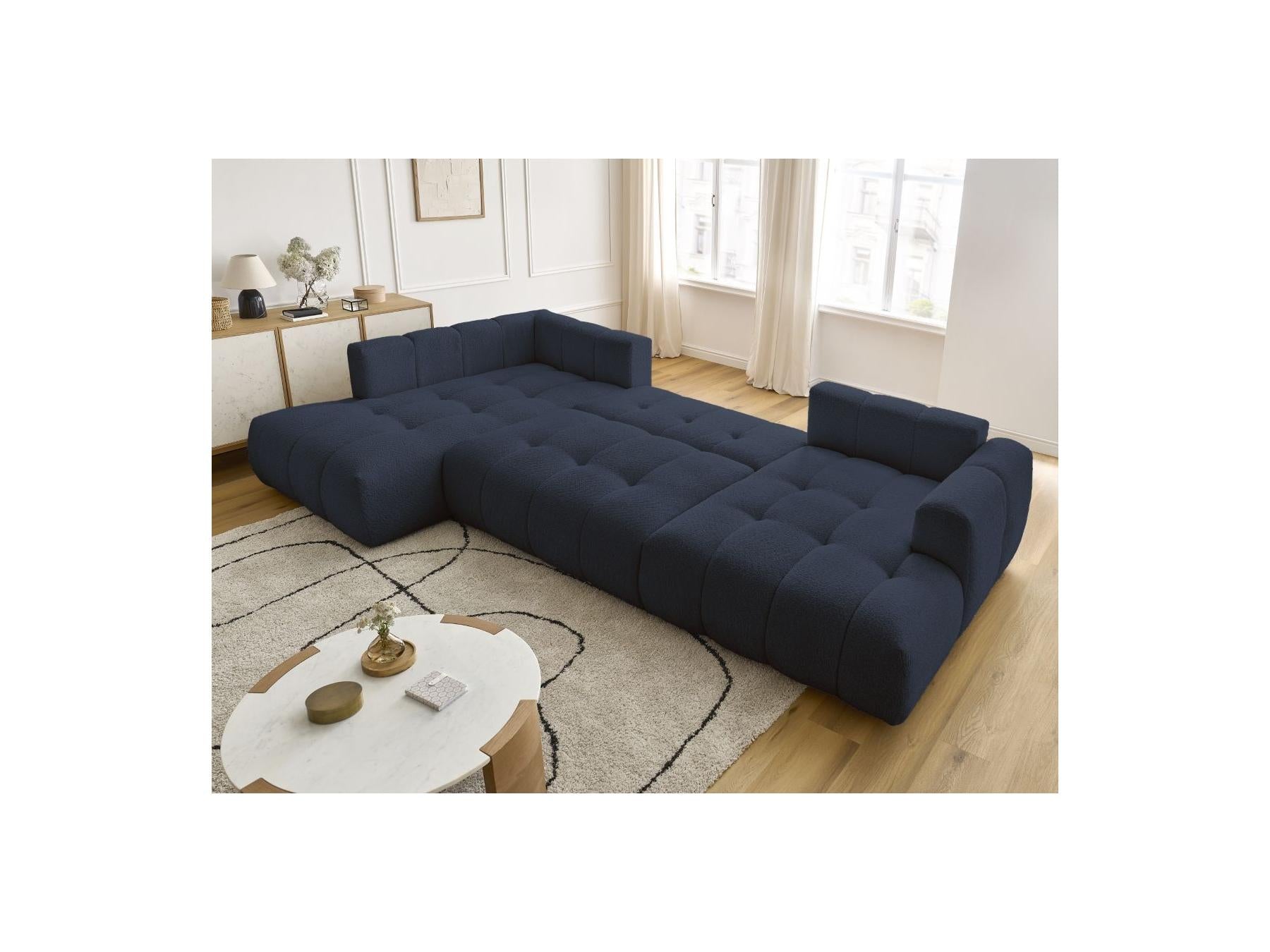 Fuji - Canapé Panoramique Convertible - Tissu Bouclette - Angle Droit