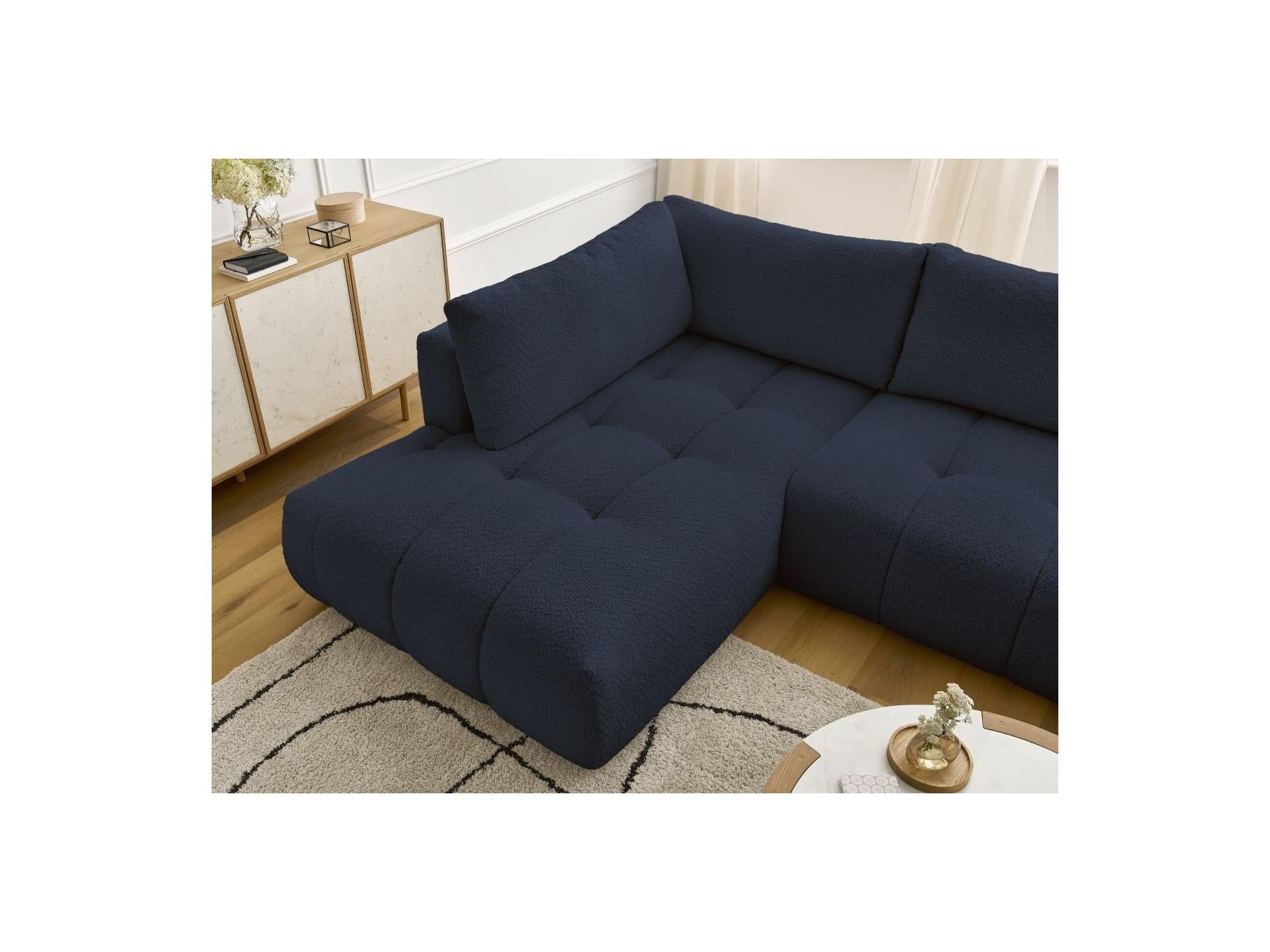Fuji - Canapé Panoramique Convertible - Tissu Bouclette - Angle Droit