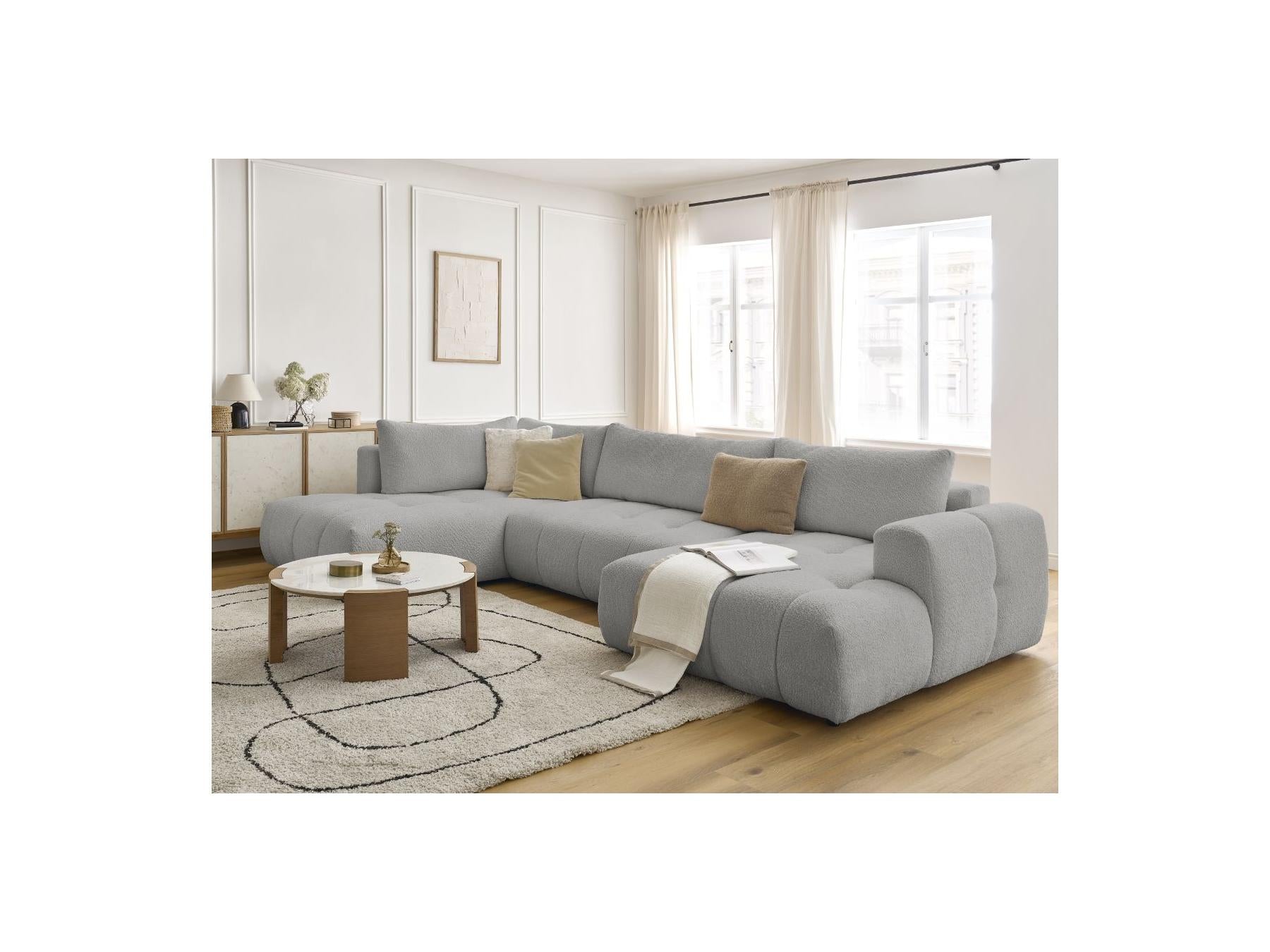 Fuji - Canapé Panoramique Convertible - Tissu Bouclette - Angle Droit