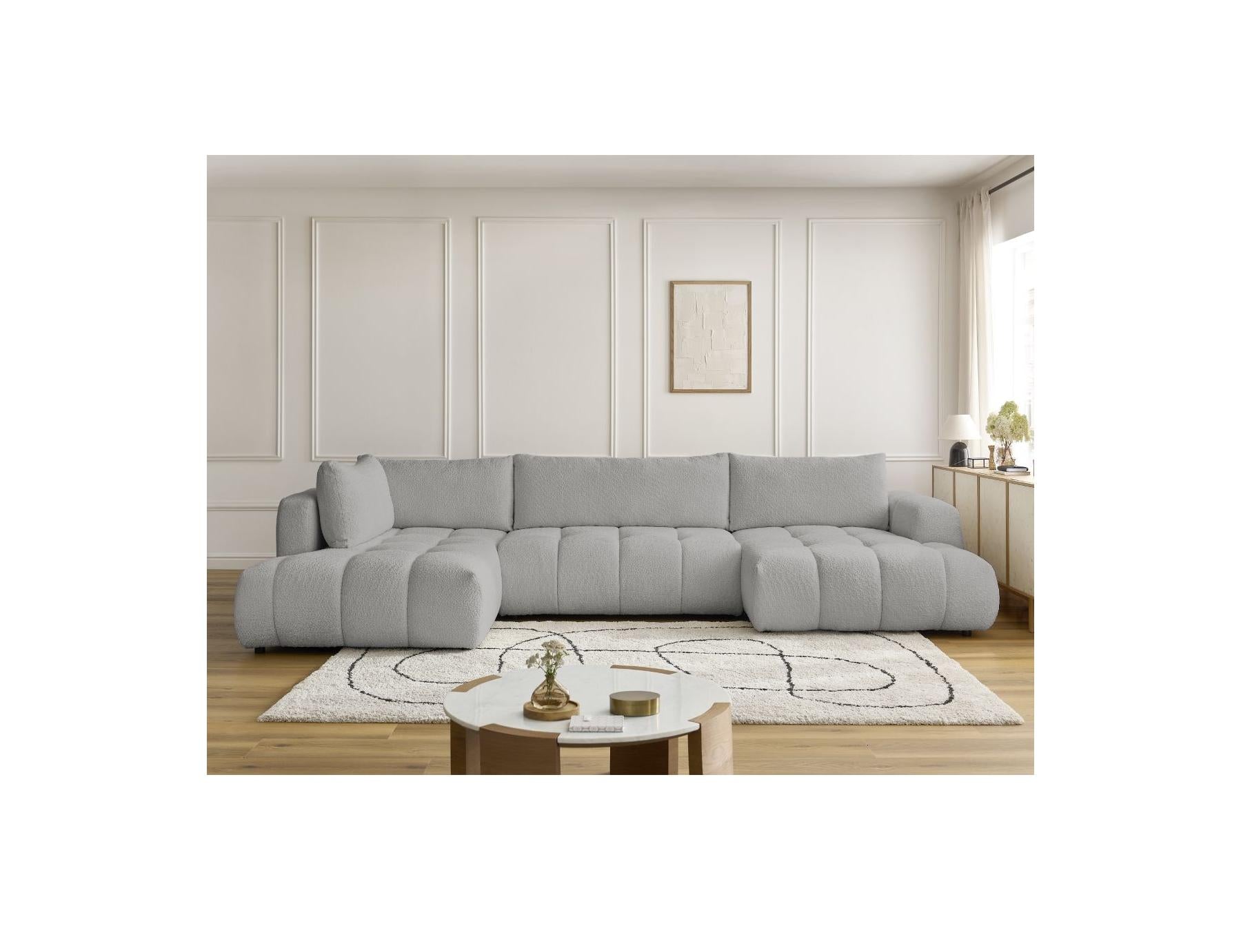 Fuji - Canapé Panoramique Convertible - Tissu Bouclette - Angle Droit
