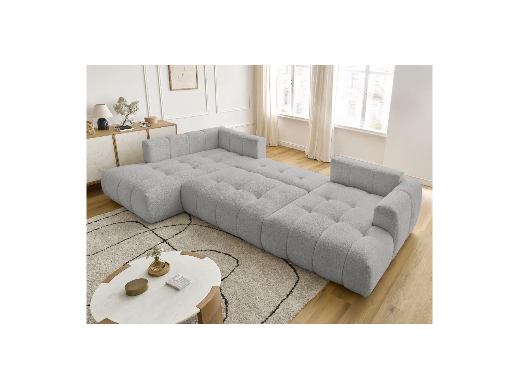 Fuji - Canapé Panoramique Convertible - Tissu Bouclette - Angle Droit