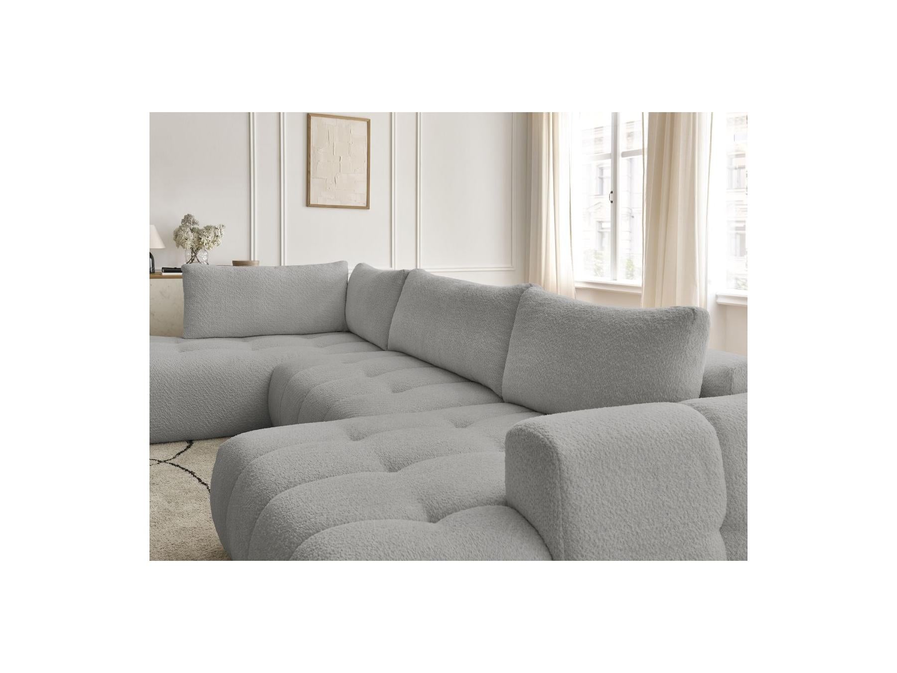 Fuji - Canapé Panoramique Convertible - Tissu Bouclette - Angle Droit
