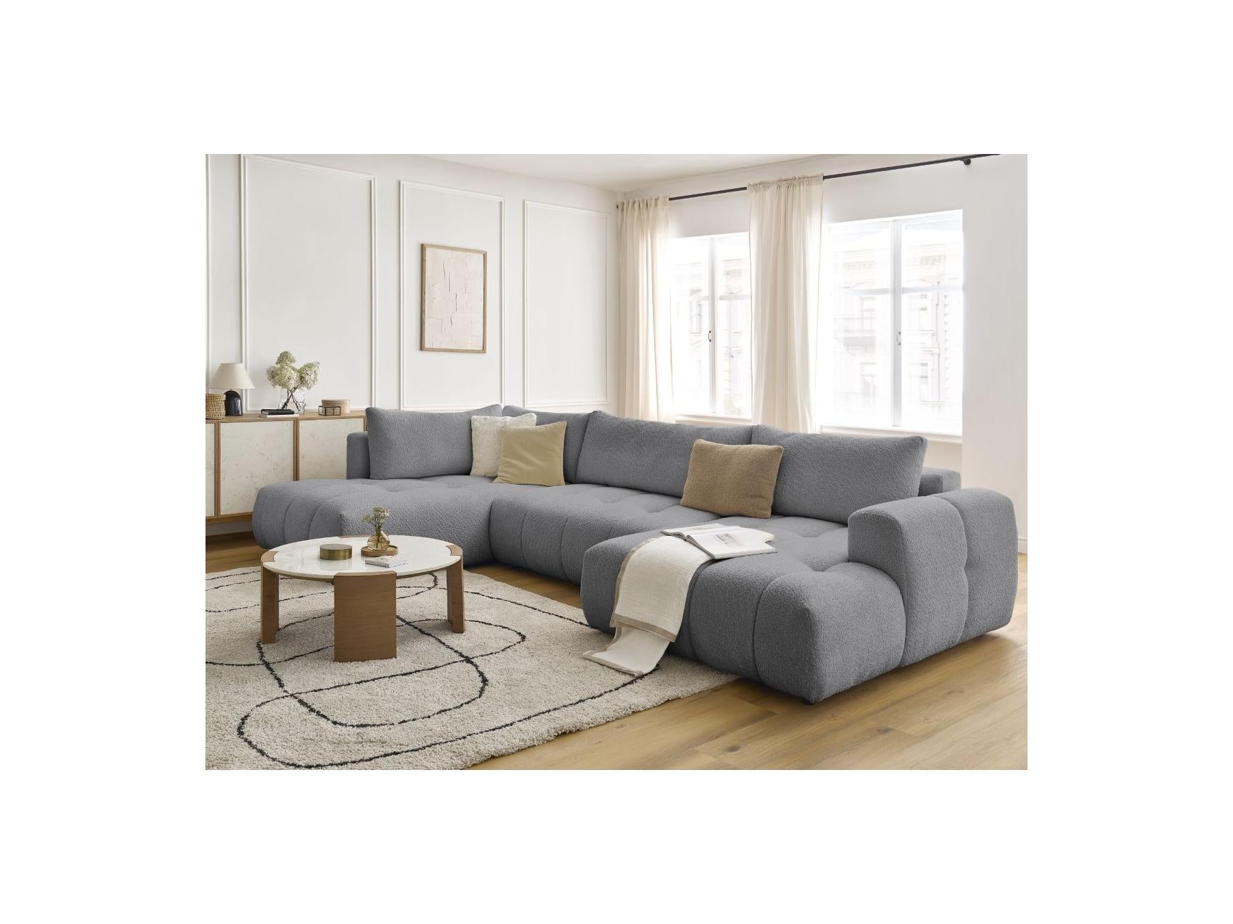 Fuji - Canapé Panoramique Convertible - Tissu Bouclette - Angle Droit