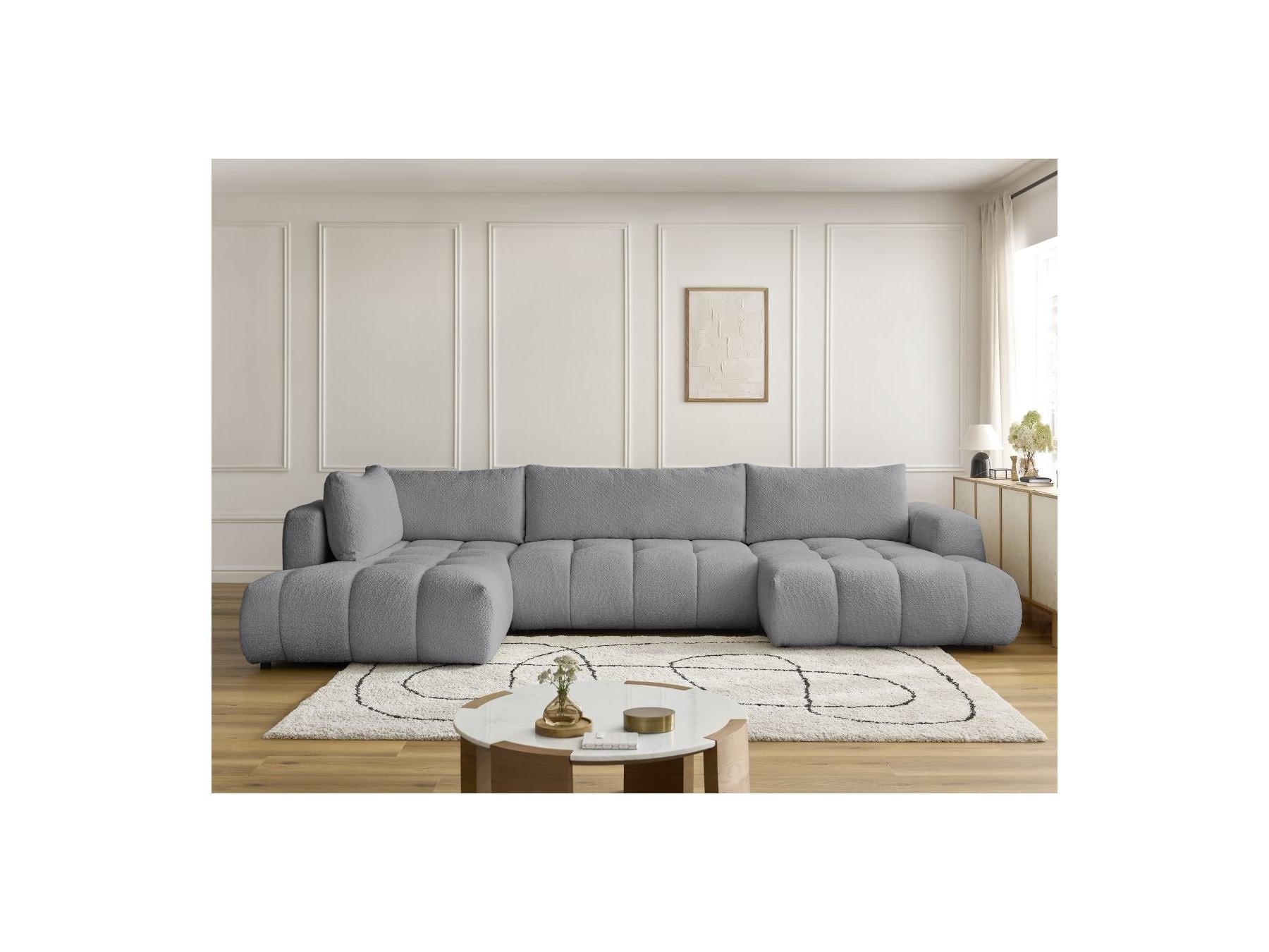 Fuji - Canapé Panoramique Convertible - Tissu Bouclette - Angle Droit