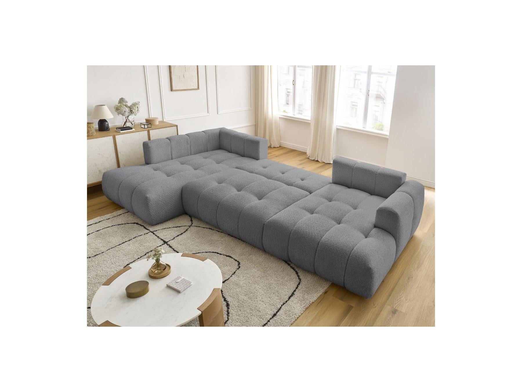 Fuji - Canapé Panoramique Convertible - Tissu Bouclette - Angle Droit