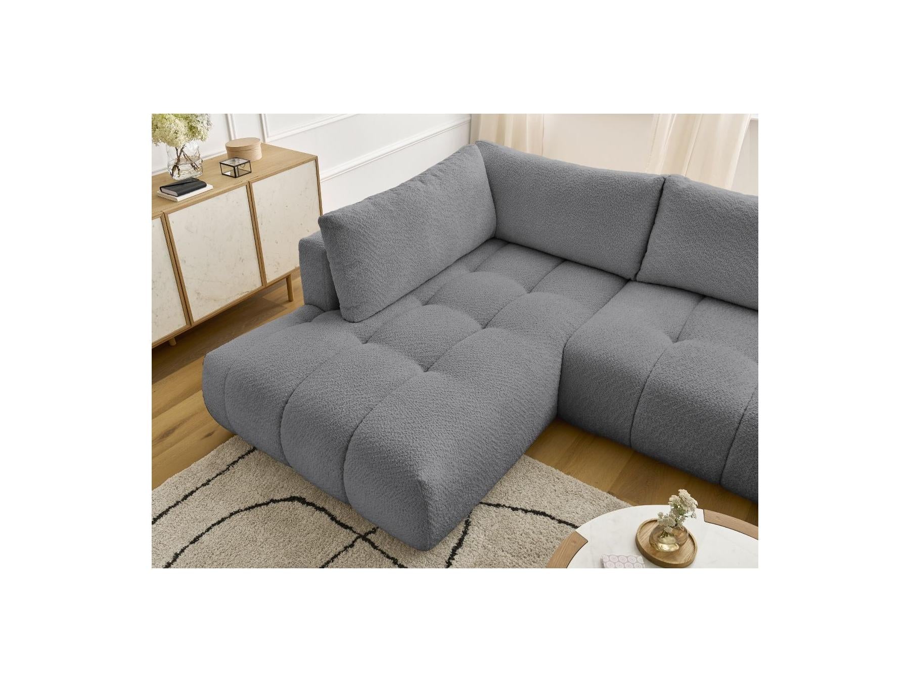 Fuji - Canapé Panoramique Convertible - Tissu Bouclette - Angle Droit