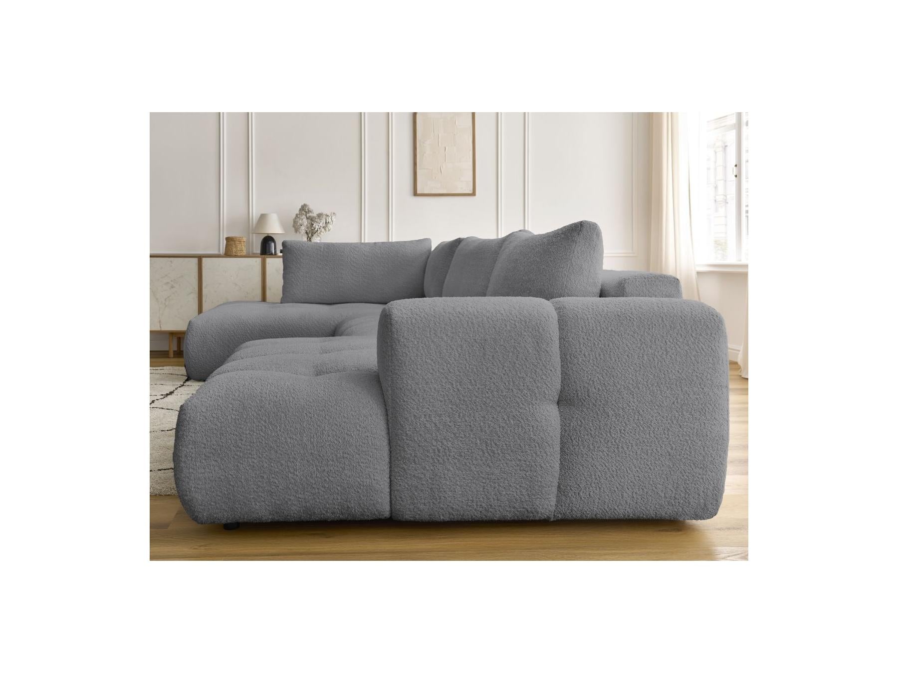 Fuji - Canapé Panoramique Convertible - Tissu Bouclette - Angle Droit