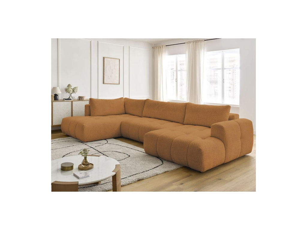 Fuji - Canapé Panoramique Convertible - Tissu Bouclette - Angle Droit